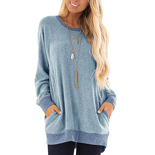 

Women's Sweatshirt Pullover Pure Color Leopard Print Patchwork Crew Neck Cotton Solid Color Leopard Sport Athleisure Sweatshirt Top Long Sleeve Warm Soft Oversized Comfortable Everyday Use Daily