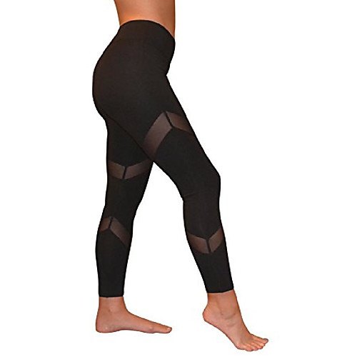 

women's leggings x mesh yoga pants (large, black)