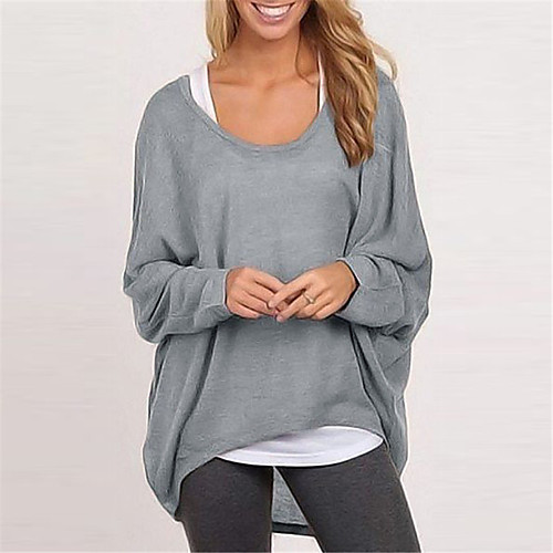 

Women's Sweatshirt Pullover Pure Color Crew Neck Cotton Solid Color Sport Athleisure Sweatshirt Top Long Sleeve Warm Soft Comfortable Everyday Use Daily General Use / Winter