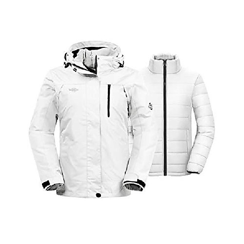 

women's warm windproof 3-in-1 jacket hooded waterproof ski coat ivory xl