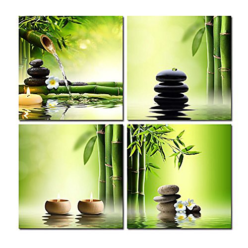 

4 panel perfect bamboo green pictures paintings on canvas prints wall art large modern gallery wrapped zen artwork for living room bedroom home office decorations