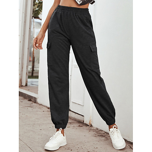 

Women's Sporty Yoga Breathable Sports Daily Sweatpants Pants Solid Colored Full Length White Black Purple Blushing Pink Army Green
