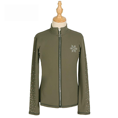 

Figure Skating Jacket with Pants Boys' Girls' Ice Skating Pants / Trousers Top Army Green Pink Royal Blue Glitter Spandex Stretchy Training Skating Wear Warm Solid Colored Crystal / Rhinestone Long