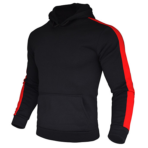 

Men's Long Sleeve Hoodie Sweatshirt Top Athleisure Winter Fleece Thermal Warm Breathable Soft Fitness Gym Workout Performance Running Training Sportswear Stripes Normal White Black Yellow Red Grey