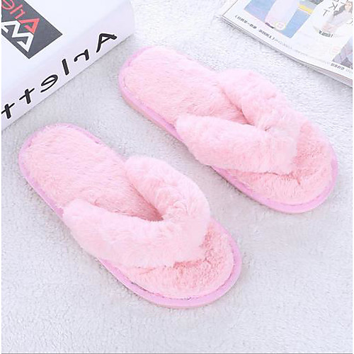 

fashion plush flip-flops soft home indoor spa bedroom slippers shoes for womens grey