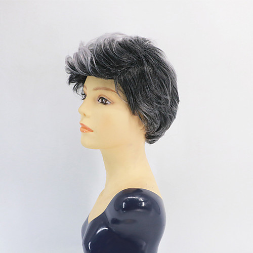 

Synthetic Wig Curly Loose Curl Asymmetrical Wig Short Grey Synthetic Hair 6 inch Women's Fashionable Design Party Easy to Carry Dark Gray