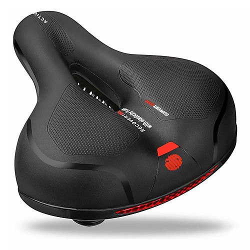 

comfortable bike seat-padded soft bike seat cushion memory foam waterproof wide bike saddle with dual shock absorbing rubber balls universal fit for indoor/outdoor bikes
