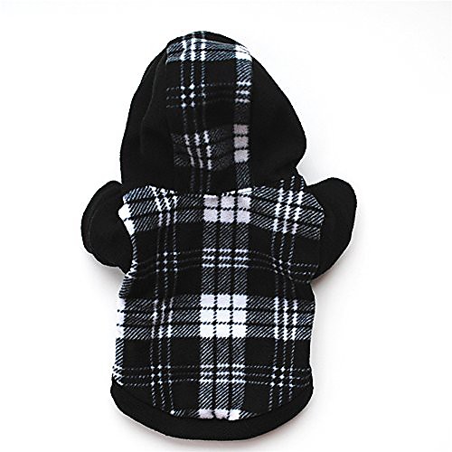 

dog plaid hoodie jacket dog coat fleece pet cold weather clothes for small medium large dogs black white plaid s