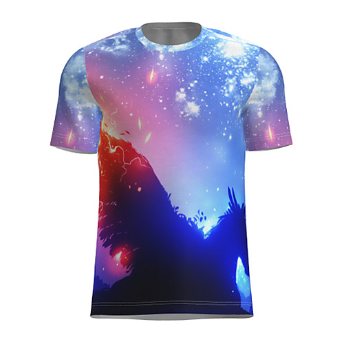 

Men's T shirt 3D Print Graphic Animal Short Sleeve Daily Tops Basic Blue