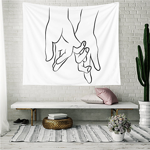 

Wall Tapestry Art Decor Blanket Curtain Picnic Tablecloth Hanging Home Bedroom Living Room Dorm Decoration Polyester Lovers Hands Together Stick Figure Views