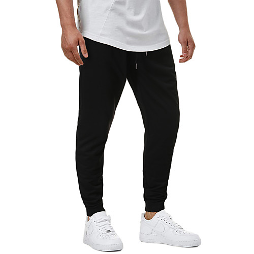 

Men's Sporty Sports Cotton Slim Daily Jogger Pants Solid Colored Full Length Sporty Black / Drawstring