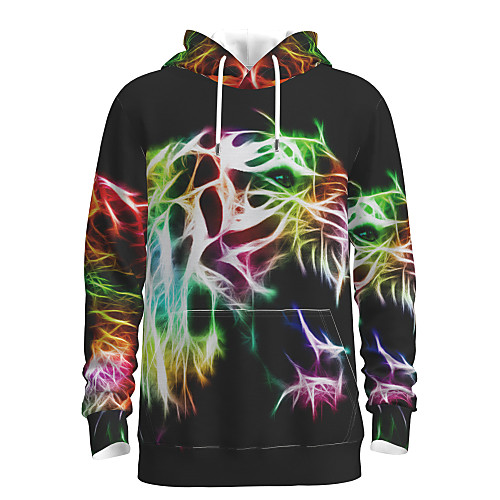 

Men's Pullover Hoodie Sweatshirt Graphic Animal Daily 3D Print Basic Hoodies Sweatshirts Black