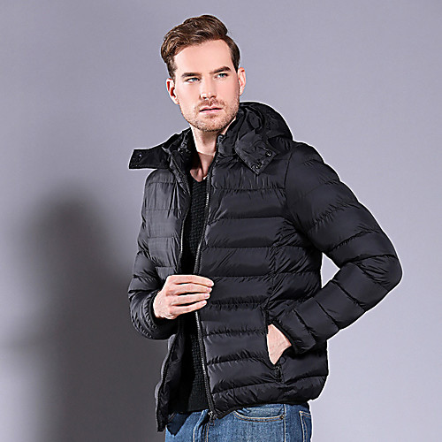 

Men's Padded Parka Solid Colored Nylon Black / Yellow / Army Green M / L / XL
