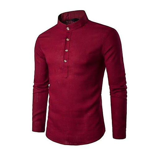 

Men's Shirt non-printing Solid Colored Long Sleeve Daily Tops Basic White Black Red