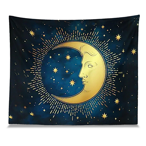 

Wall Tapestry Art Decor Blanket Curtain Picnic Tablecloth Hanging Home Bedroom Living Room Dorm Decoration Polyester Blingbling Moon Star Views