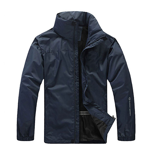 

Men's Hiking Windbreaker Outdoor Solid Color Thermal Warm Waterproof Windproof Breathable Jacket Fishing Climbing Camping / Hiking / Caving Black Army Green Dark Blue