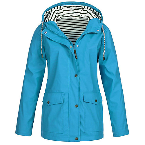 

Women's Solid Colored Sporty Autumn / Fall Jacket Regular Sports & Outdoor Long Sleeve Polyester Coat Tops Navy