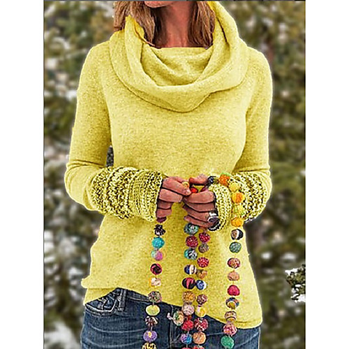 

Women's Basic Knitted Solid Color Plain Pullover Long Sleeve Sweater Cardigans Turtleneck Fall Winter Blue Gray