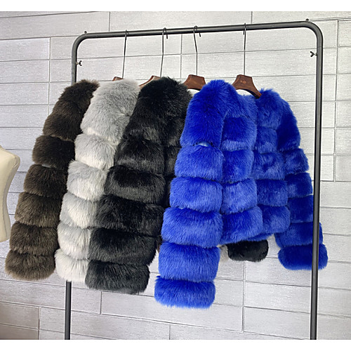 

Women's Solid Colored Basic Fall & Winter Faux Fur Coat Short Party Long Sleeve Faux Fur Coat Tops Black