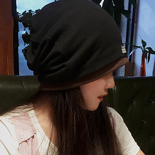 

Women's Men's Beanie Hat 1 PCS Winter Outdoor Breathable Warm Soft Comfortable Hat Patchwork Cotton Dark Grey Black Burgundy for Fishing Climbing Camping / Hiking / Caving