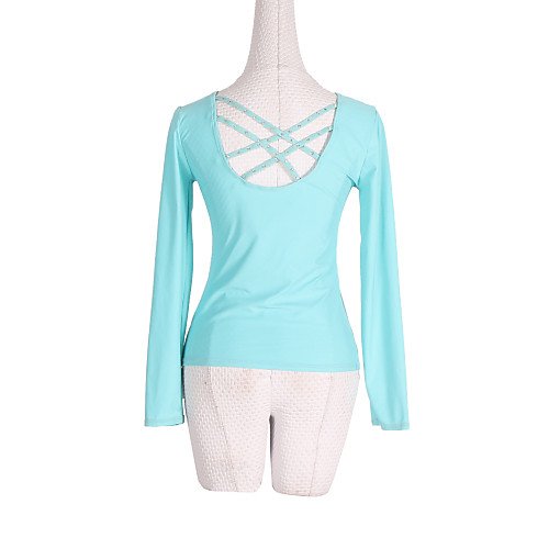 

Figure Skating Fleece Jacket Women's Girls' Ice Skating Tracksuit Top Blue Glitter Spandex Stretchy Competition Skating Wear Warm Solid Colored Crystal / Rhinestone Long Sleeve Ice Skating Winter
