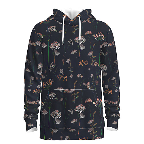 

Women's Men's Pullover Hoodie Sweatshirt Floral Plants Graphic Daily Weekend 3D Print Casual Hoodies Sweatshirts Black