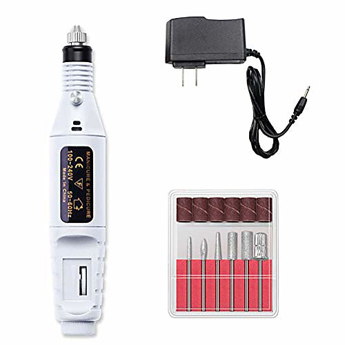 

portable electric nail drill acrylic nail kit tools file kit finger toe care nail tips manicure pedicure polishing machine & #40;one size,white& #41;