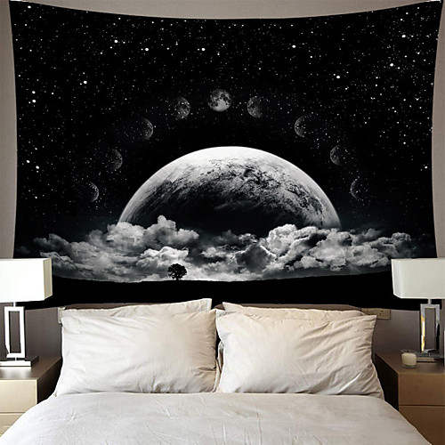 

Wall Tapestry Art Decor Blanket Curtain Picnic Tablecloth Hanging Home Bedroom Living Room Dorm Decoration Polyester Moon Moon Phase Cloud Tree