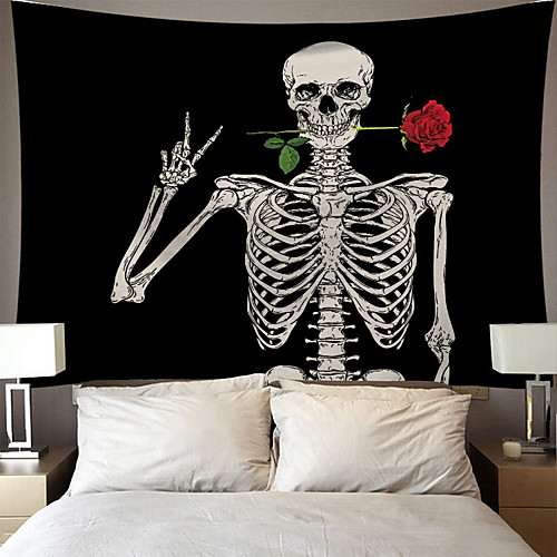 

Wall Tapestry Art Decor Blanket Curtain Picnic Tablecloth Hanging Home Bedroom Living Room Dorm Decoration Polyester Skull Rose