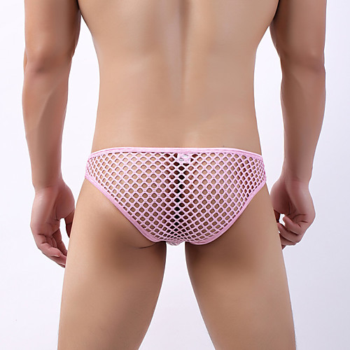 

Men's 1 Piece Mesh Briefs Underwear - Normal Low Waist White Black Blushing Pink S M L