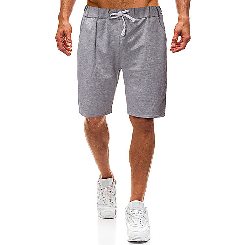 

Men's Shorts Jogger Shorts Elastic Waist Drawstring Cotton Solid Color Sport Athleisure Shorts Breathable Soft Comfortable Running Everyday Use Beach General Use