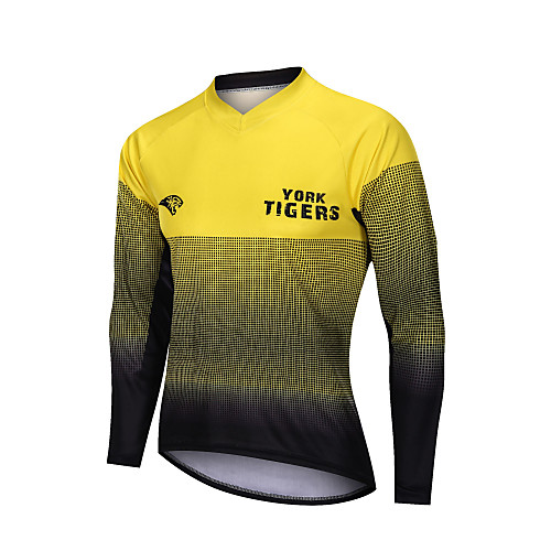 

YORK TIGERS Men's Long Sleeve Cycling Jersey Downhill Jersey Black / Yellow Patchwork Bike Tee Tshirt Breathable Quick Dry Sports Clothing Apparel / Advanced / Micro-elastic / Athleisure