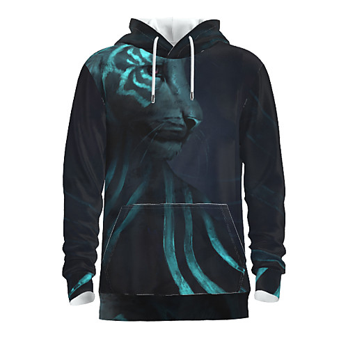 

Men's Pullover Hoodie Sweatshirt Graphic Animal Daily 3D Print Basic Hoodies Sweatshirts Black