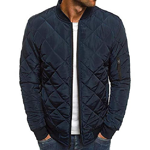 

mens quilted bomber jackets rib diamond lightweight fall winter chunky flight padded coat outwear