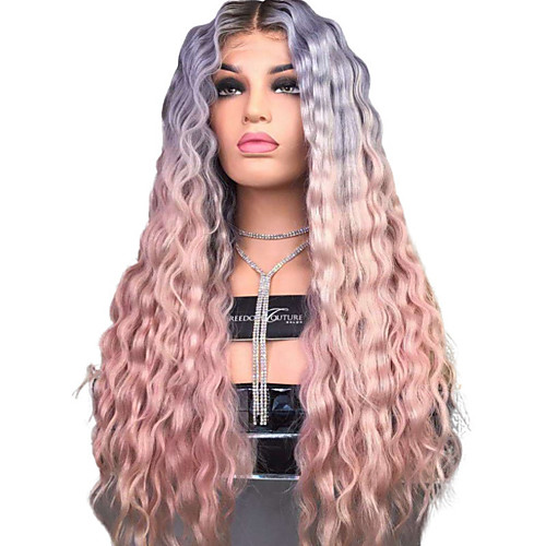 

Synthetic Wig Curly Deep Wave Middle Part Wig Long PinkRed Synthetic Hair 26 inch Women's Party Comfortable Fluffy Pink Purple