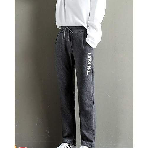 

Women's Basic Sports Cotton Loose Daily Chinos Sweatpants Pants Letter Full Length Drawstring Black Blue Gray