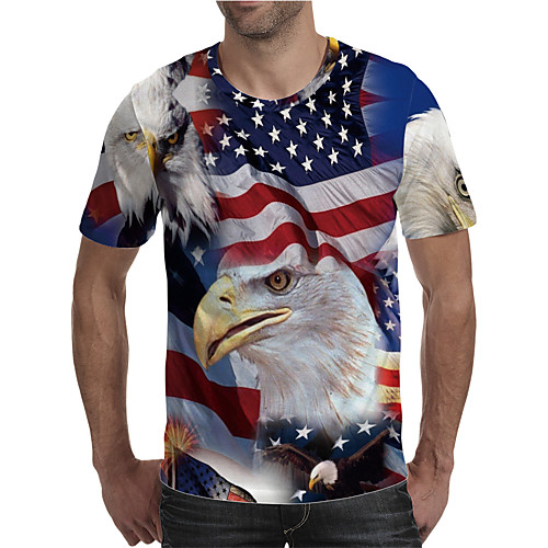 

Men's T shirt 3D Print Graphic National Flag Animal Plus Size Print Short Sleeve Daily Tops Elegant Exaggerated Rainbow