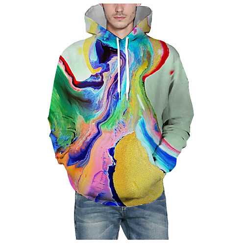 

Men's Daily Pullover Hoodie Sweatshirt 3D Graphic Hooded Basic Hoodies Sweatshirts Long Sleeve Rainbow
