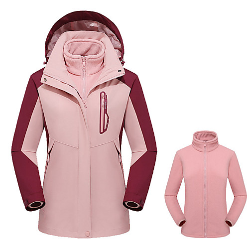 

Women's Hoodie Jacket Hiking 3-in-1 Jackets Winter Outdoor Solid Color Thermal Warm Windproof Breathable Rain Waterproof 3-in-1 Jacket Winter Jacket Top Camping / Hiking Hunting Ski / Snowboard