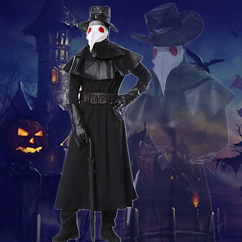 

Plague Doctor Retro Vintage Hat Mask Outfits Masquerade Men's Costume Black Vintage Cosplay Party Halloween Long Sleeve / Leotard / Onesie / Shawl / Gloves / Waist Belt / Leotard / Onesie