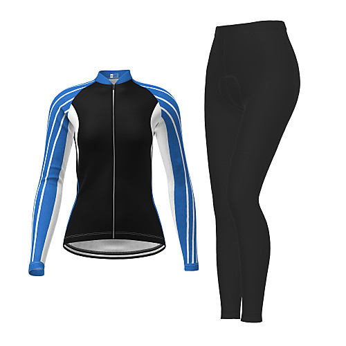 

21Grams Women's Long Sleeve Cycling Jersey with Tights Winter Red Fuchsia Blue Stripes Bike Breathable Quick Dry Moisture Wicking Sports Stripes Mountain Bike MTB Road Bike Cycling Clothing Apparel