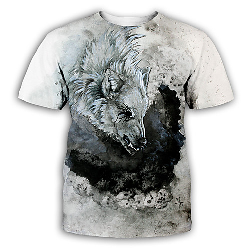 

Men's T shirt 3D Print Graphic Print Short Sleeve Party Tops Exaggerated Dark Gray