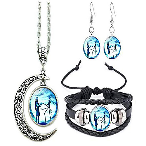 

jack and sally nightmare before christmas moon pendant necklace, earrings, bracelet, charms gift (b)