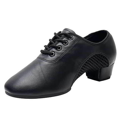

Women's Latin Shoes Modern Shoes Ballroom Shoes Salsa Shoes Heel Splicing Thick Heel Black Lace-up