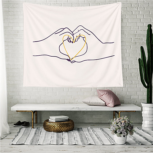 

Wall Tapestry Art Decor Blanket Curtain Picnic Tablecloth Hanging Home Bedroom Living Room Dorm Decoration Polyester Two Hands Love Simple Stick Figure Views