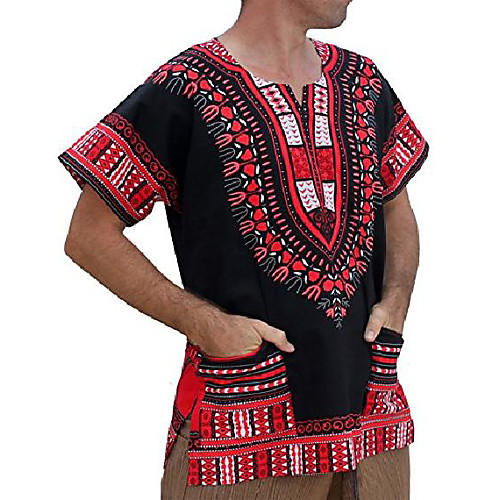 

unisex bright african black dashiki shirt, x-small, orange red on black
