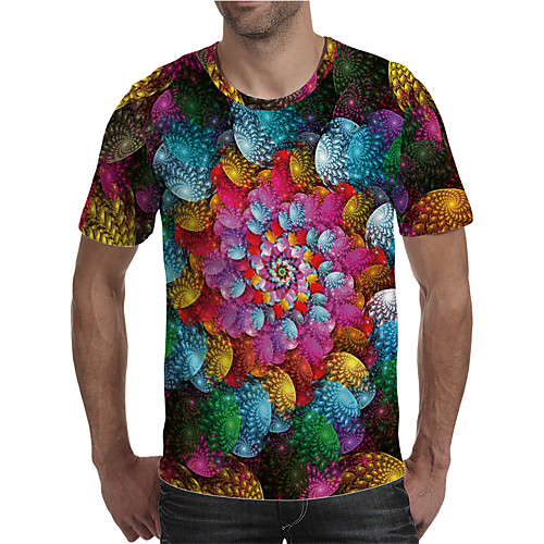 

Men's T shirt 3D Print Graphic Plus Size Print Short Sleeve Daily Tops Elegant Exaggerated Rainbow