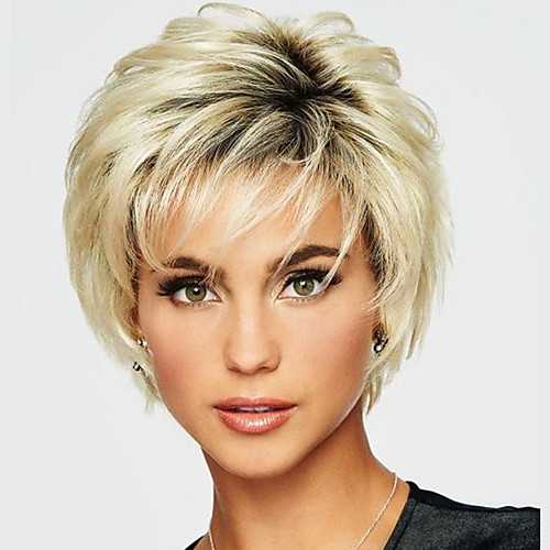 

Synthetic Wig Curly Asymmetrical Wig Short Blonde Synthetic Hair Women's Classic Exquisite Blonde