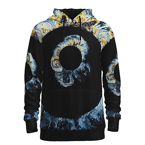 

Men's Daily Pullover Hoodie Sweatshirt 3D Graphic Hooded Basic Hoodies Sweatshirts Long Sleeve Black