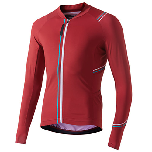 

21Grams Men's Long Sleeve Cycling Jacket Red Dark Navy Novelty Bike Jersey Top Mountain Bike MTB Road Bike Cycling UV Resistant Breathable Quick Dry Sports Clothing Apparel / Stretchy